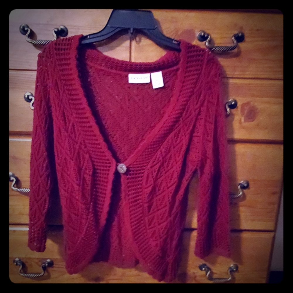 Red sweater cover up